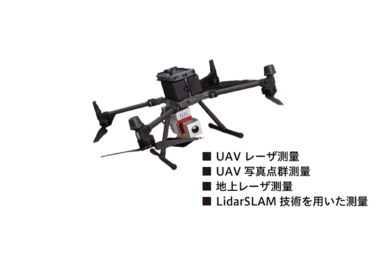 空から地上から現場をデジタル化 ■UAVレーザ測量 ■UAV写真点群測量 ■LidarSLAM技術を用いた測量 UAV LASER SURVEY